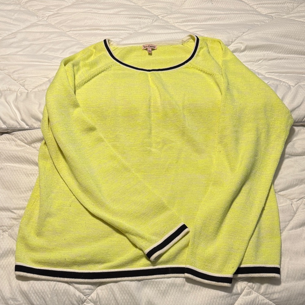 Juicy Couture Neon Yellow Crew Neck Sweater marled xl good condition